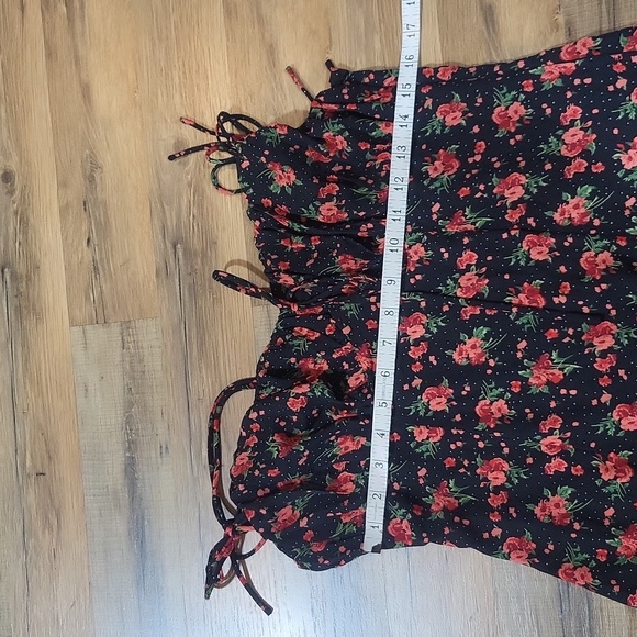 NASTY GAL COLLECTION Black Orange Bright Floral Ruched Bust Mini Dress - Picture 12 of 13